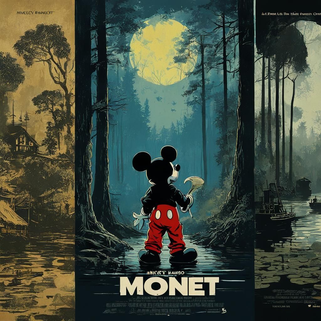 Mickey Mouse Rambo Movie Poster in Impressionist Style