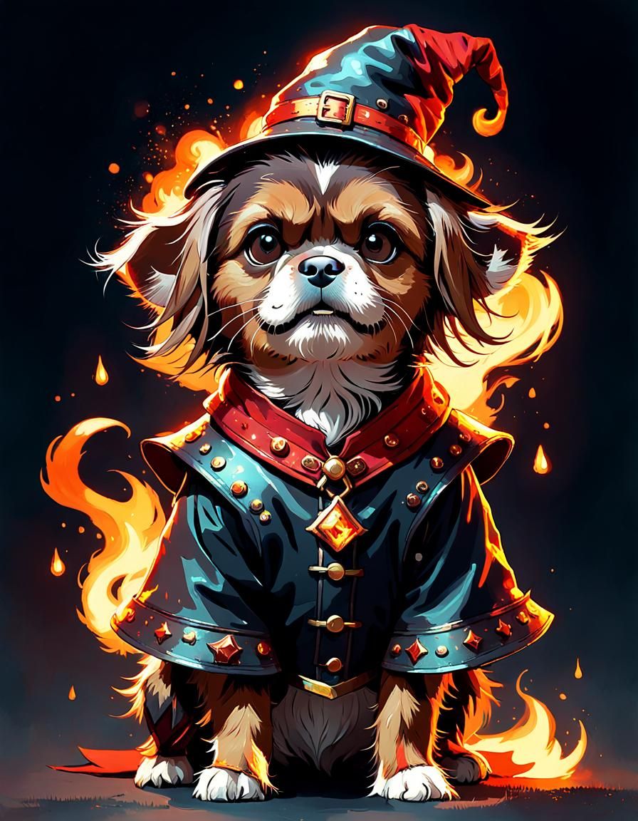 Affen Tzu Dog in Witch Costume Digital Art