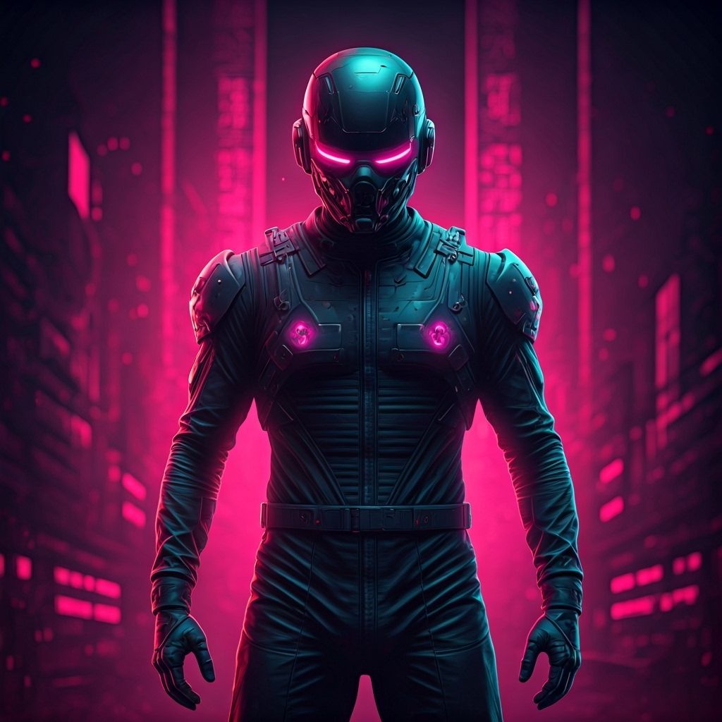 Circuit Samurai in Dystopian Cyberpunk Cityscape