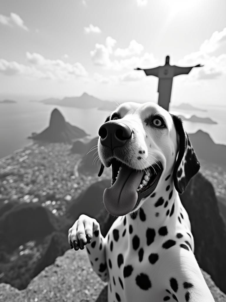 Dalmatian Selfie with Christ the Redeemer Statue