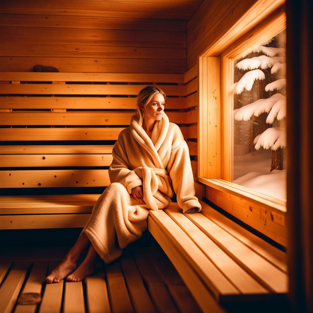 Cozy Finnish Sauna with Winter View
