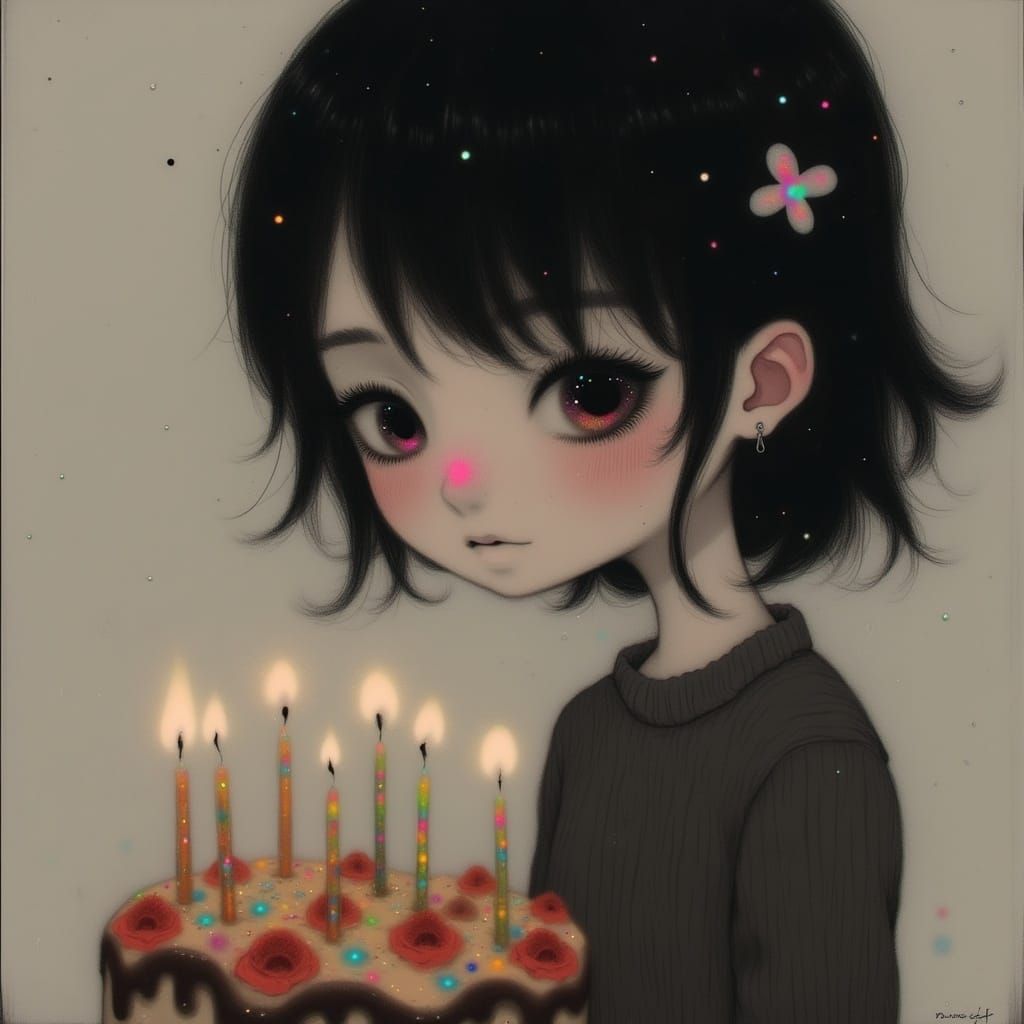 Mysterious Birthday Woman in Ethereal Glow