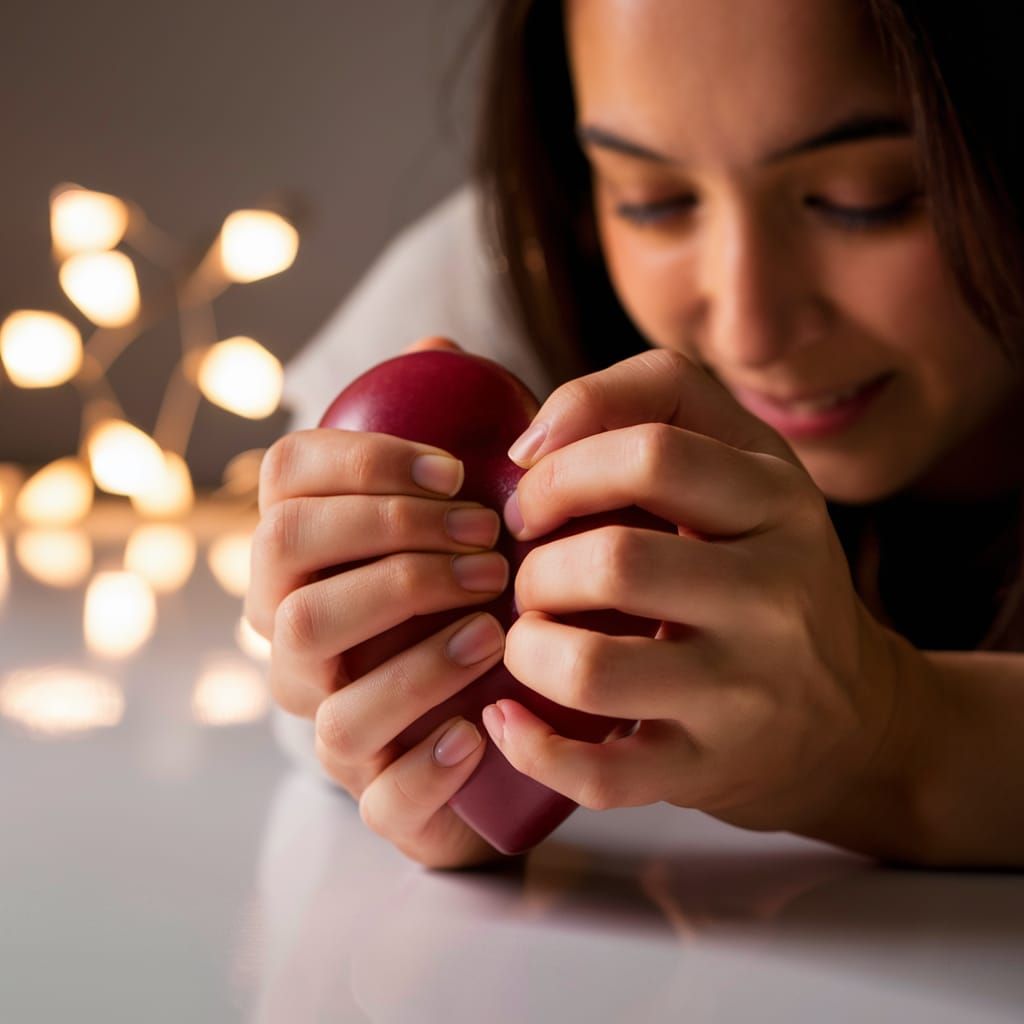 Emotional Connection: Woman Holding Heart Object