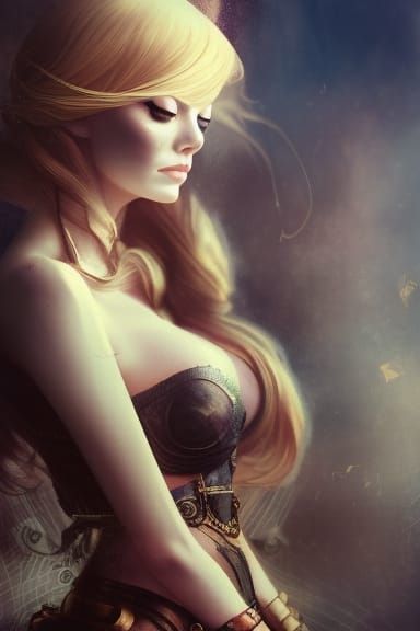 Steampunk Goddess with Flowing Hair