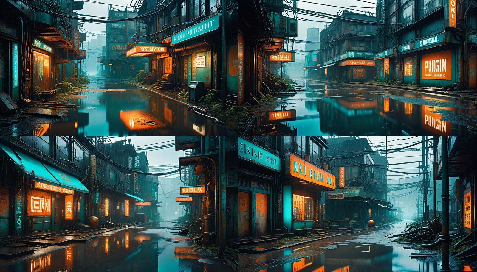 Post-Apocalyptic Street Scene in Teal and Orange