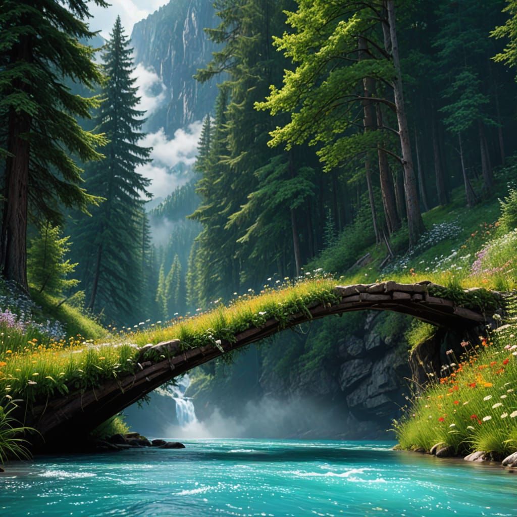 Epic Forest River Landscape in Vibrant Color