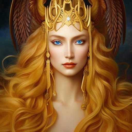 Goddess Freya Portrait in Hyperdetailed Digital Painting