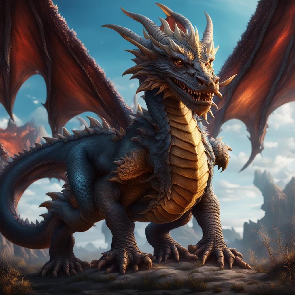 Fantastical Dragon Baby in Detailed Matte Painting