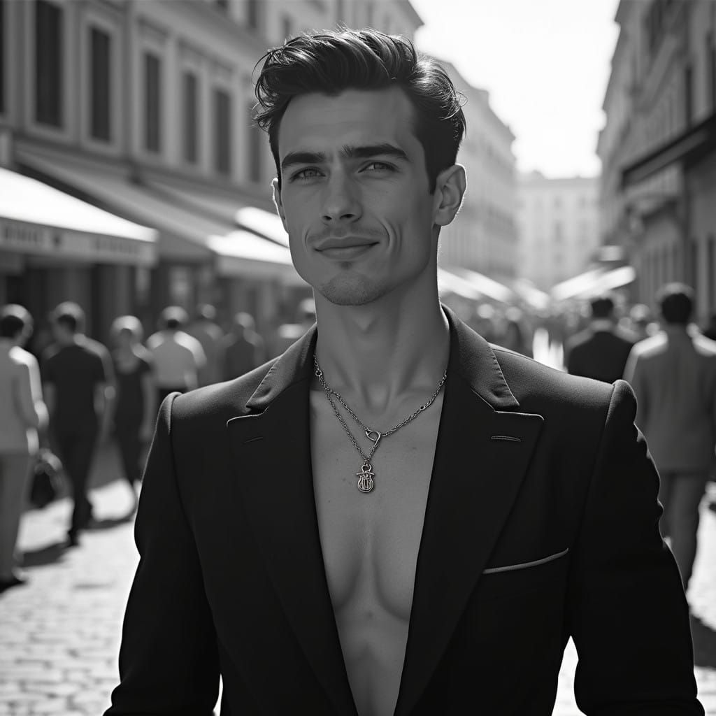 Mid Century Italian Hunk Captured in Doisneau Style