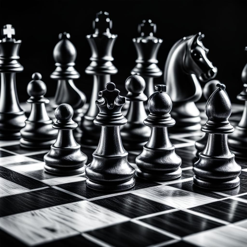 Hyperrealistic Black and White Chess Board