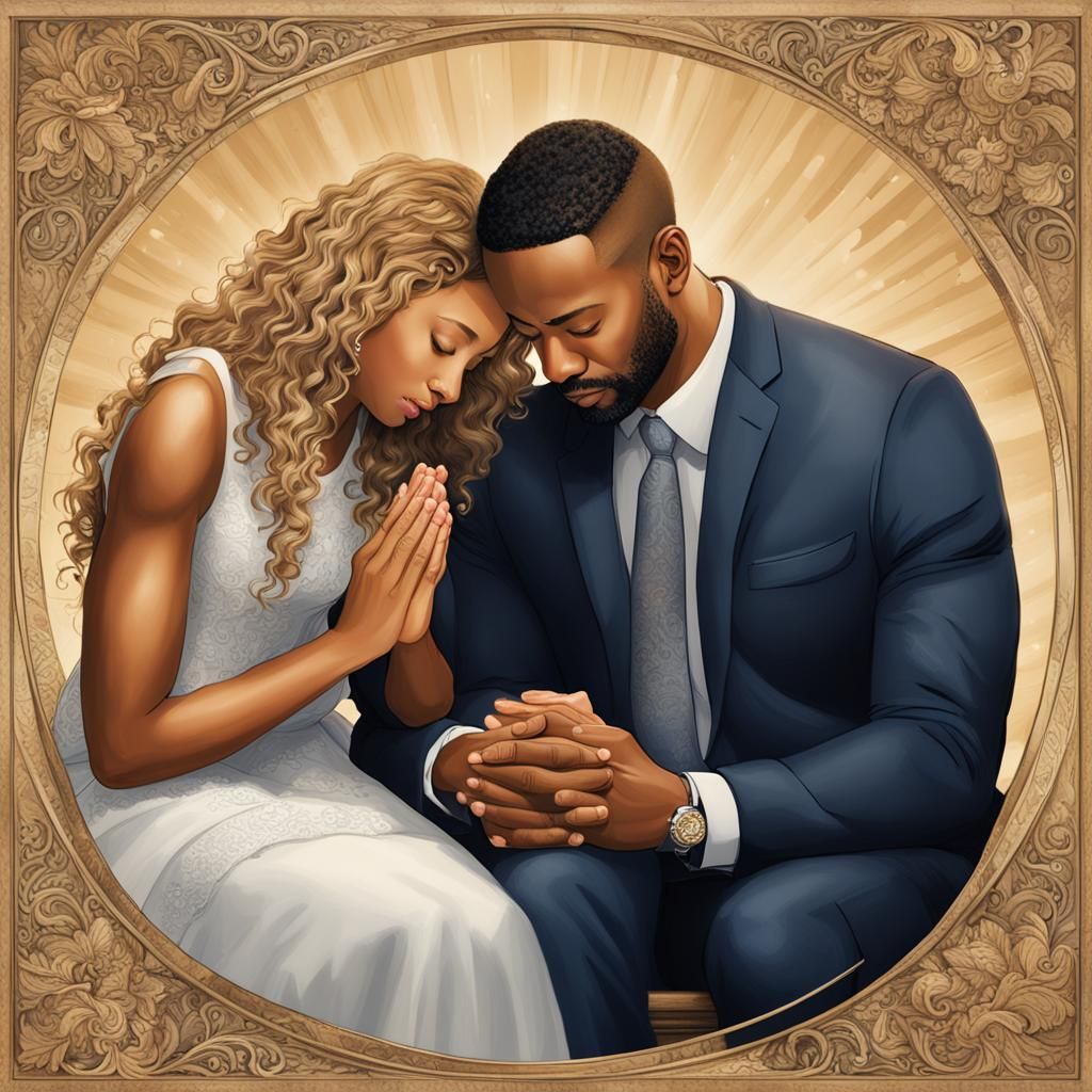 Praying Couple in Richly Decorated Bedroom