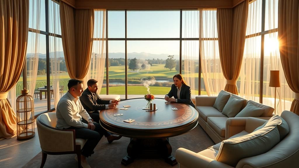 Luxurious Living Room Poker Game in Art Nouveau Style