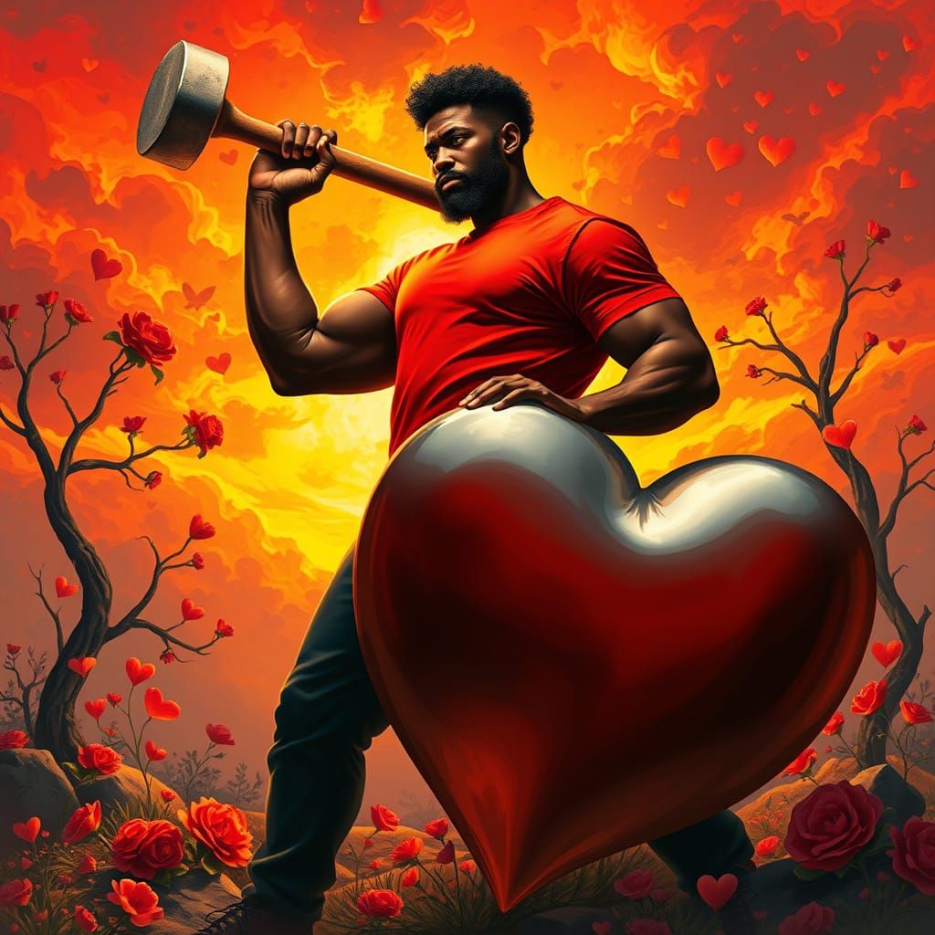 Afrocentric John Henry in Vibrant Valentine's Day Dreamscape