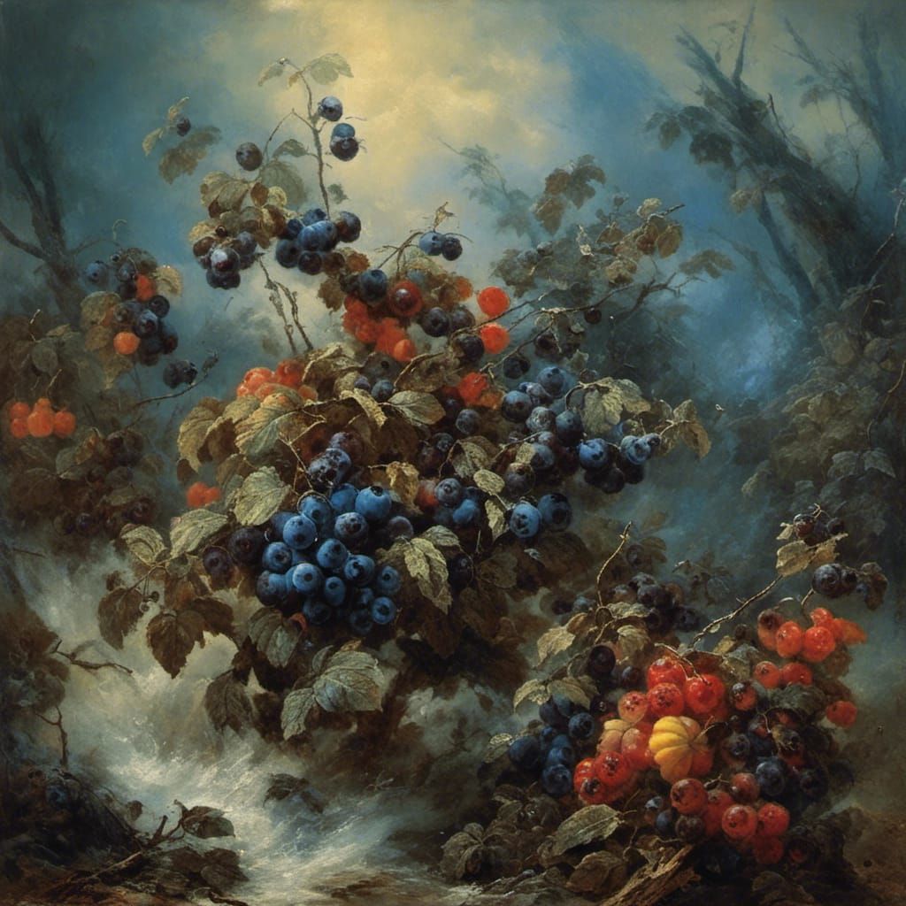 Abstract Blueberry Chaos: AI-Generated Art