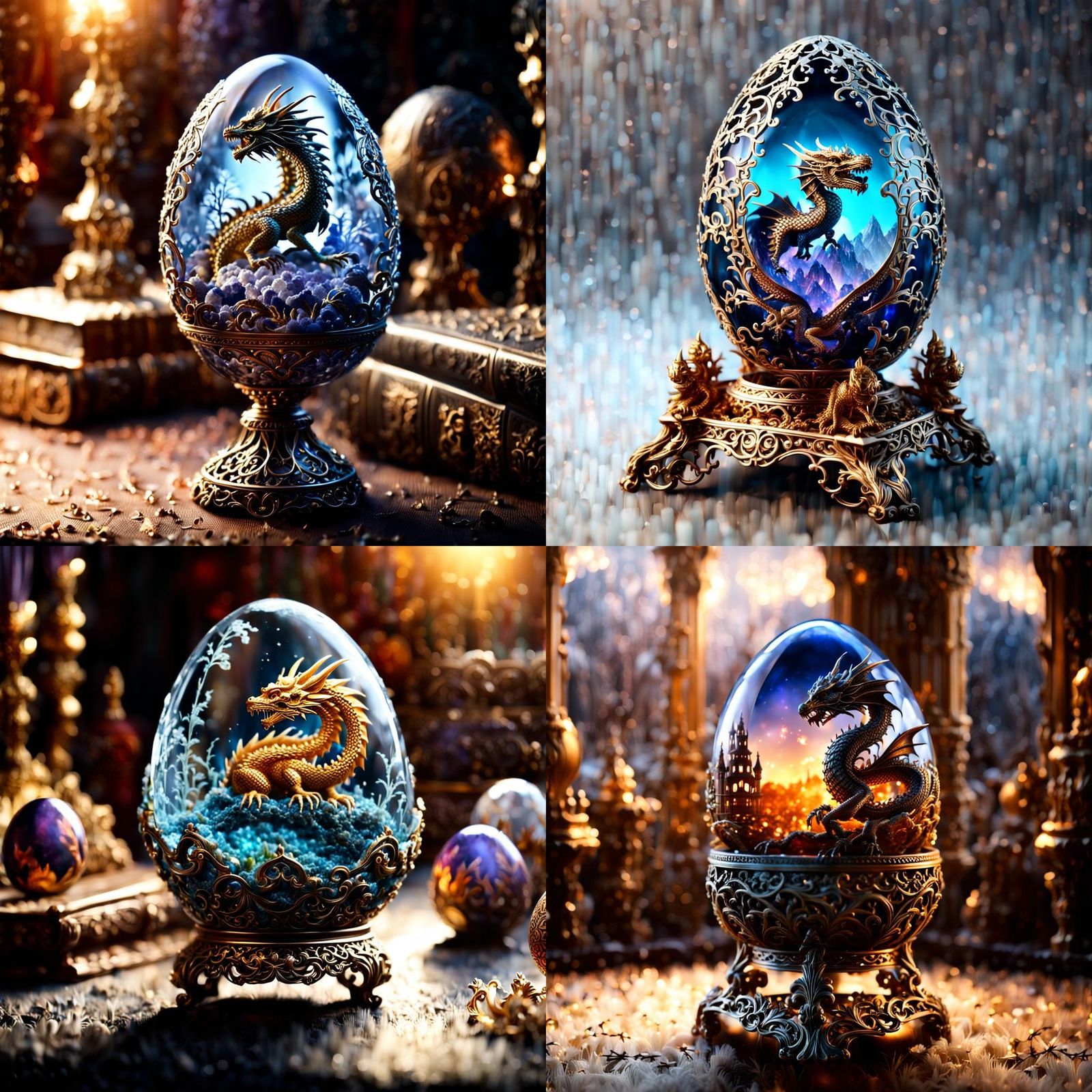 Ornate Crystal Dragon Egg: Photorealistic CGI Art