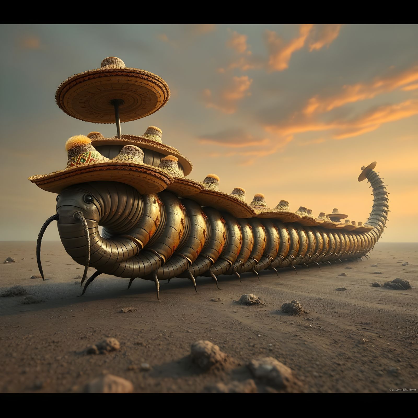 Centipede's Sombrero Dreamscape: Surreal Digital Art