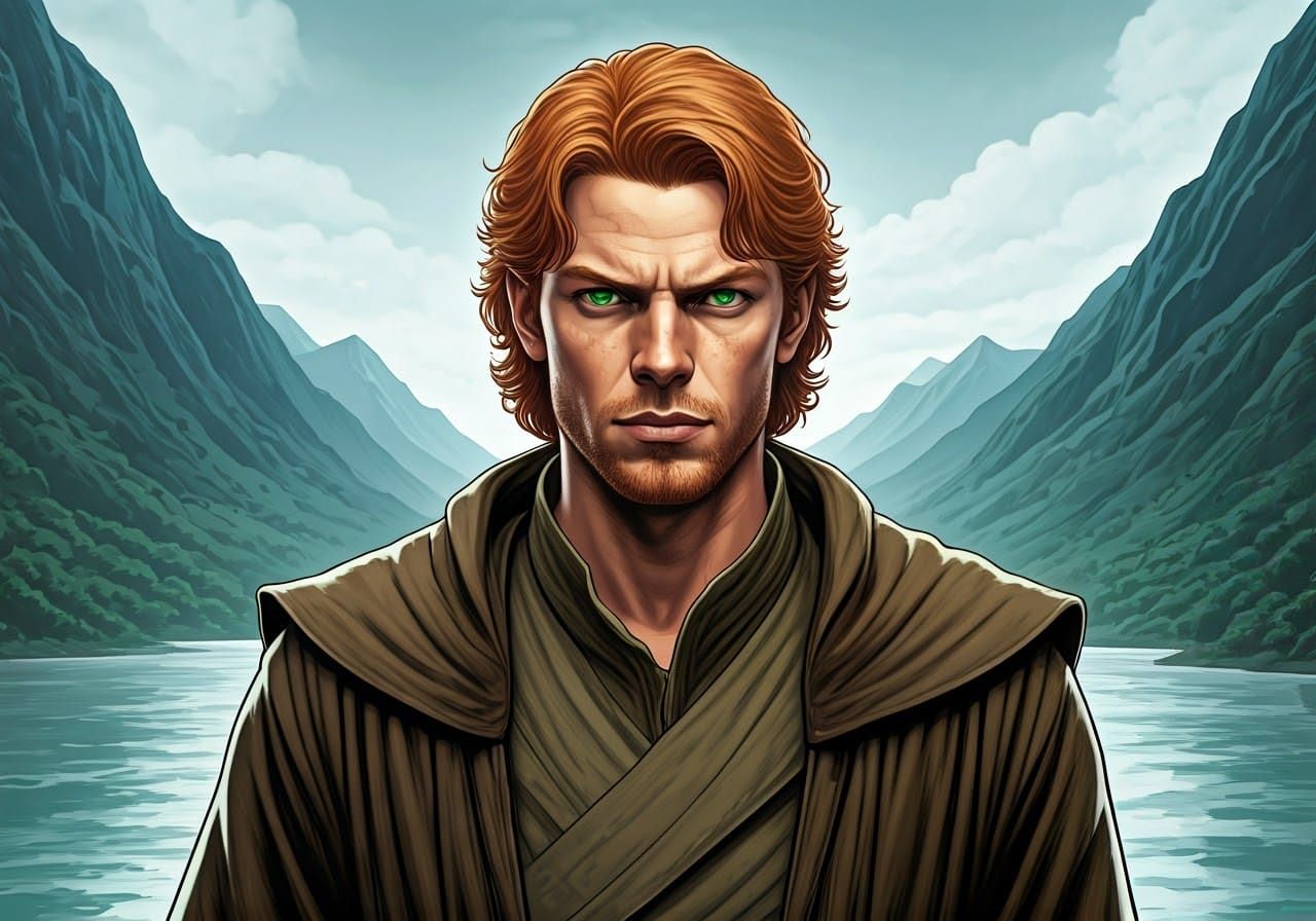Redhead Man in Star Wars Style Comic Art