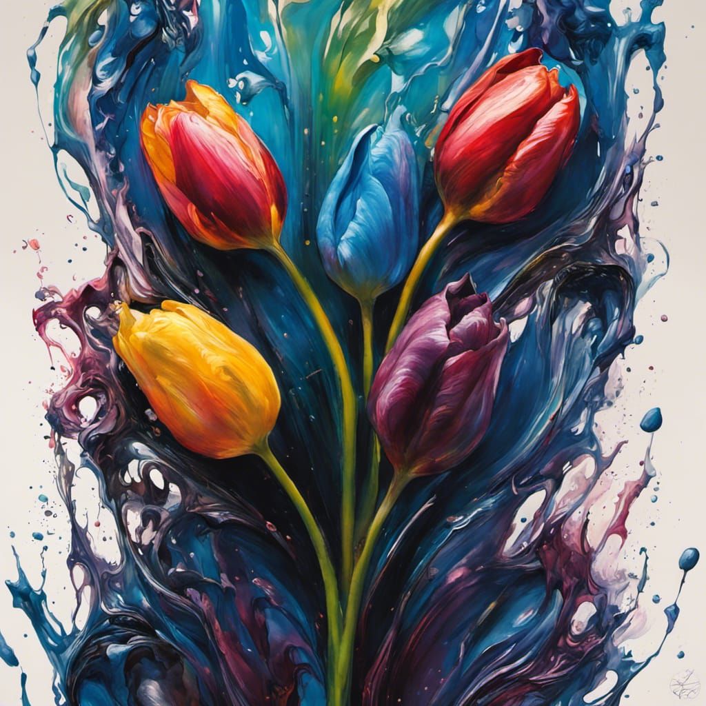 Cosmic Tulips: A Digital Starscape Illustration