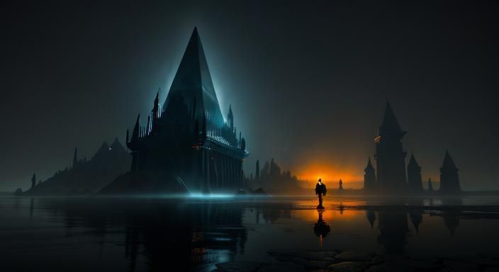 Alien Landscape with Dinosaurs in Digital Art Style