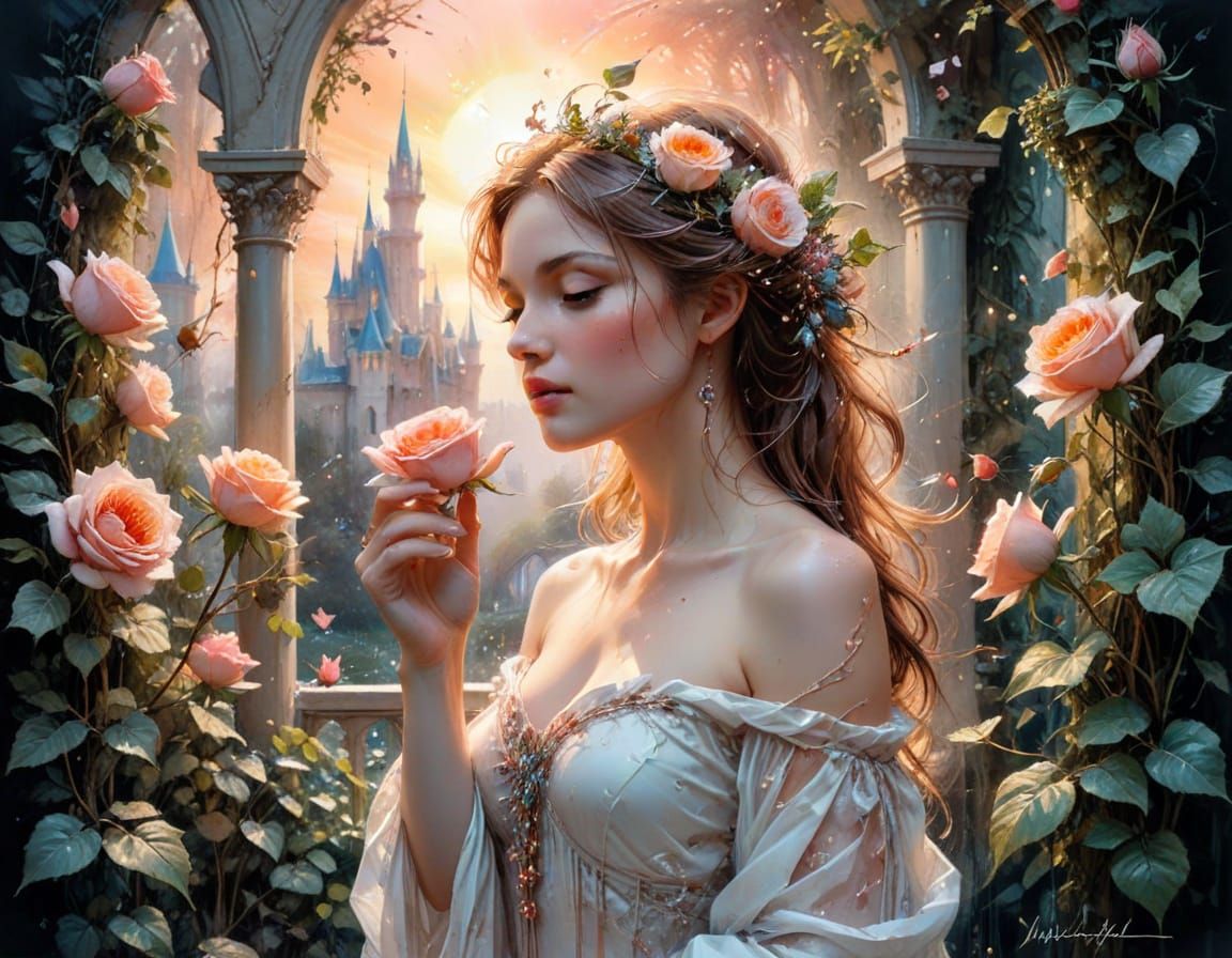 Enchanted Rose Kingdom: Stylized Watercolor Fairytale