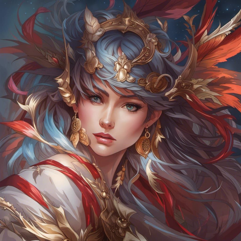 Tomboy in Silk: Anime Art Portrait