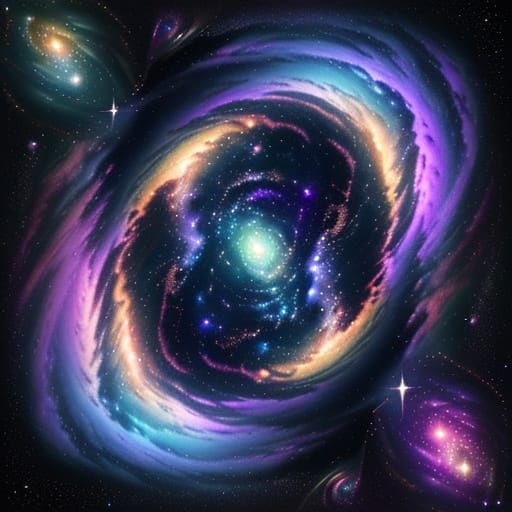 Cosmic Dreamscape: Whimsical Creatures in a Vibrant Nebula