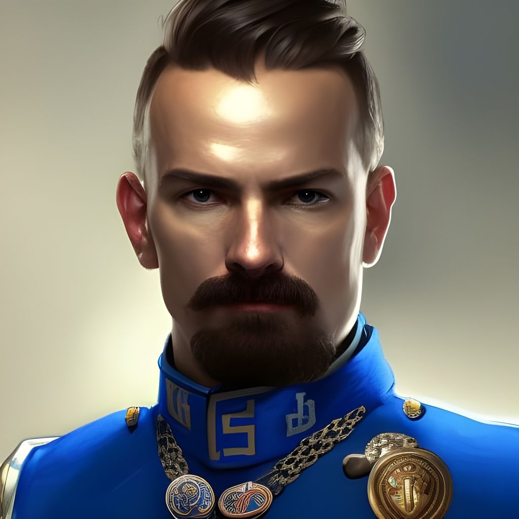 Duke in Blue Knight Uniform: Hyperdetailed Portrait