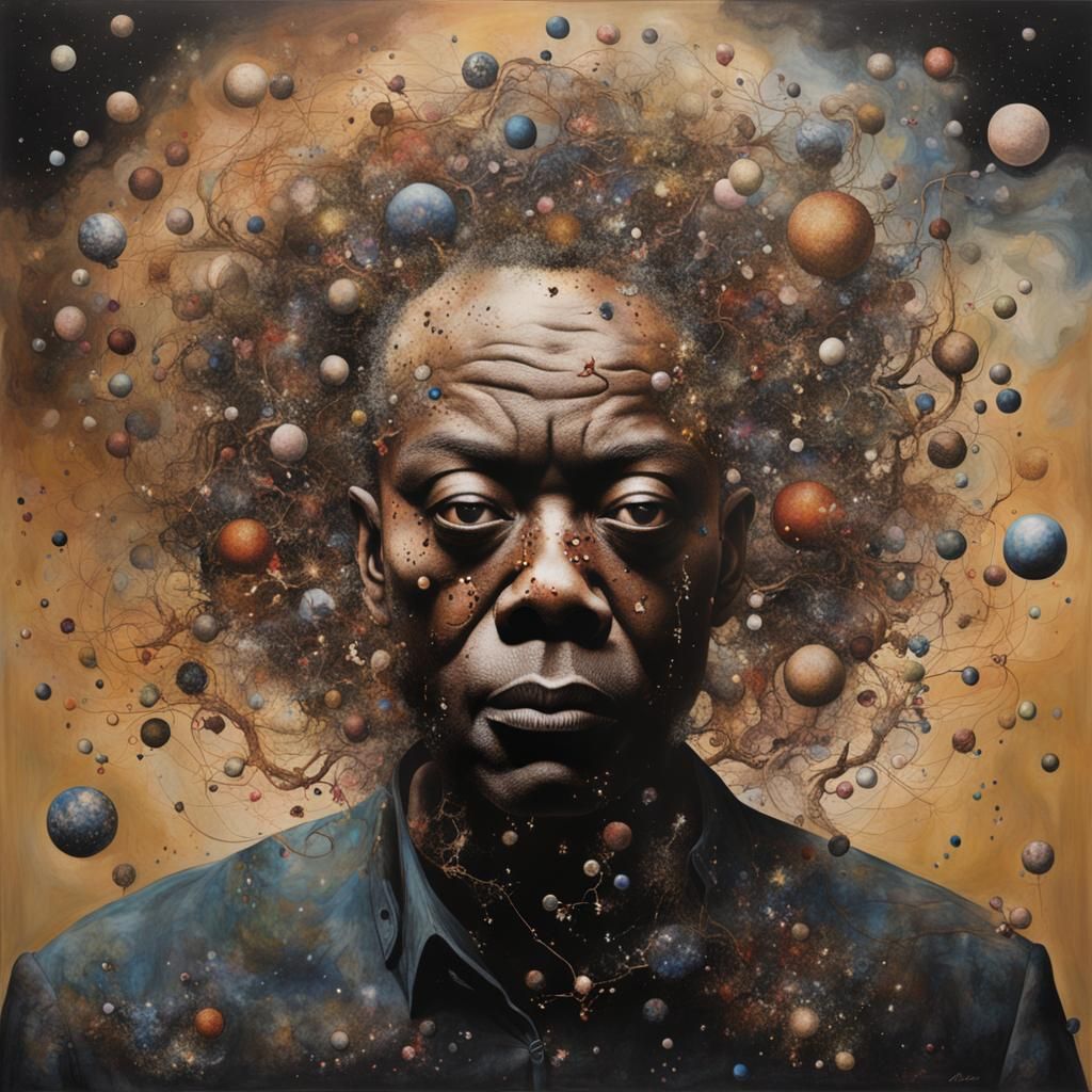 Chaotic Cosmological Atom Portrait in Afrofuturist Style