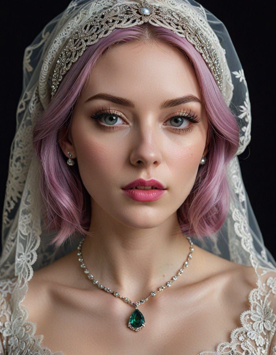 Pale Woman with Silver Eyes and Dramatic Makeup