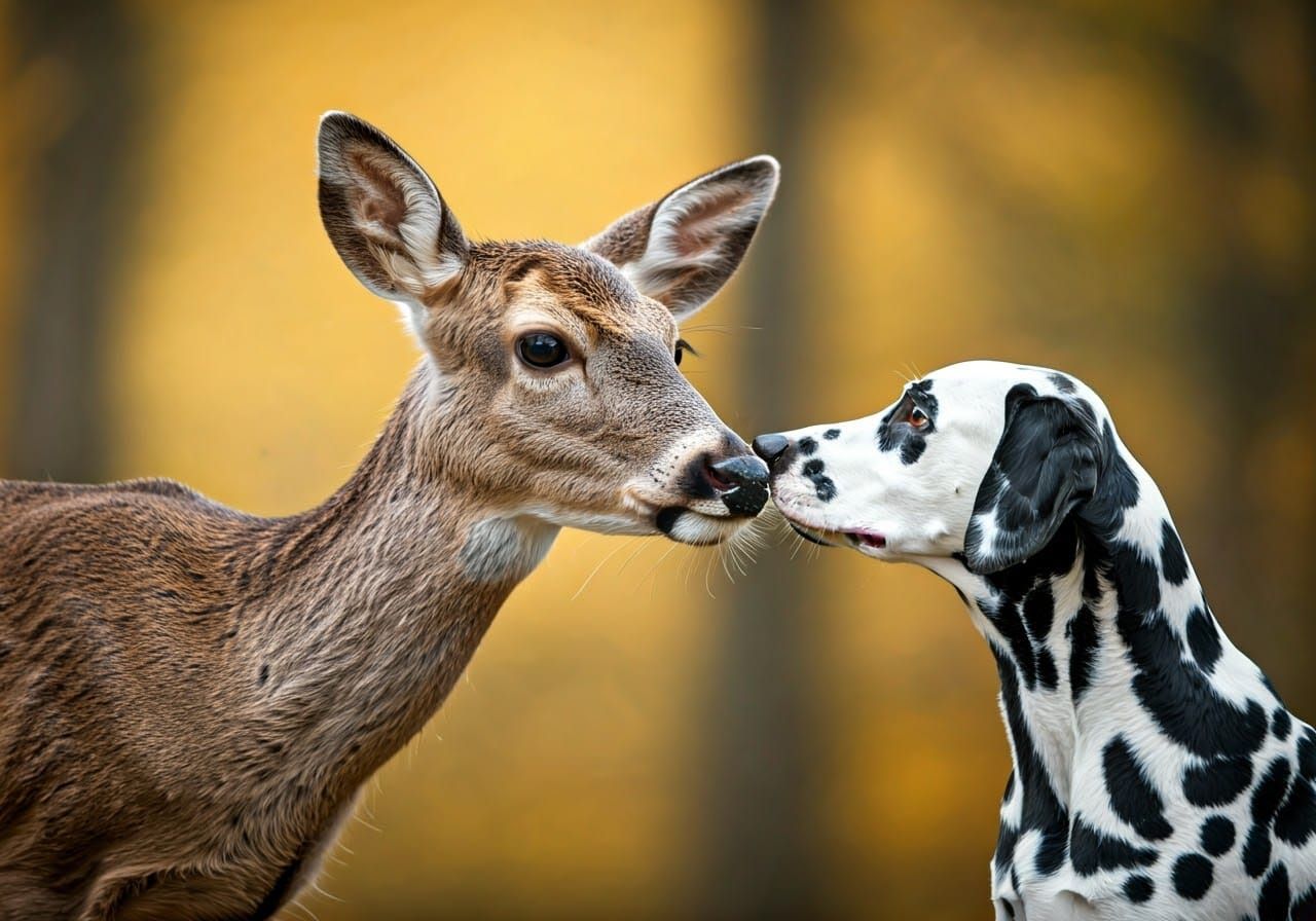 Deer and Dalmatian: An Autumn Friendship