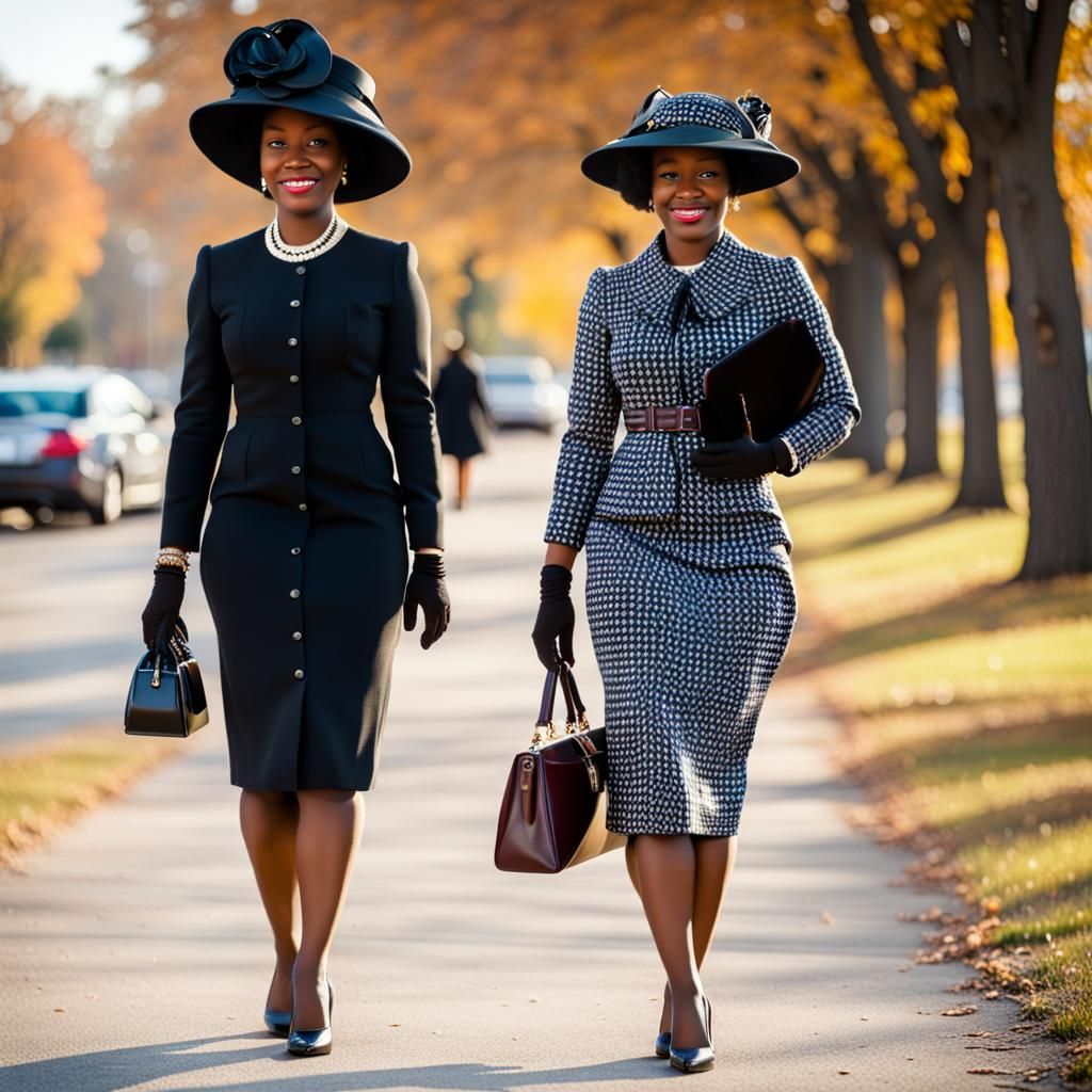 Young Black Women Dressed for Church