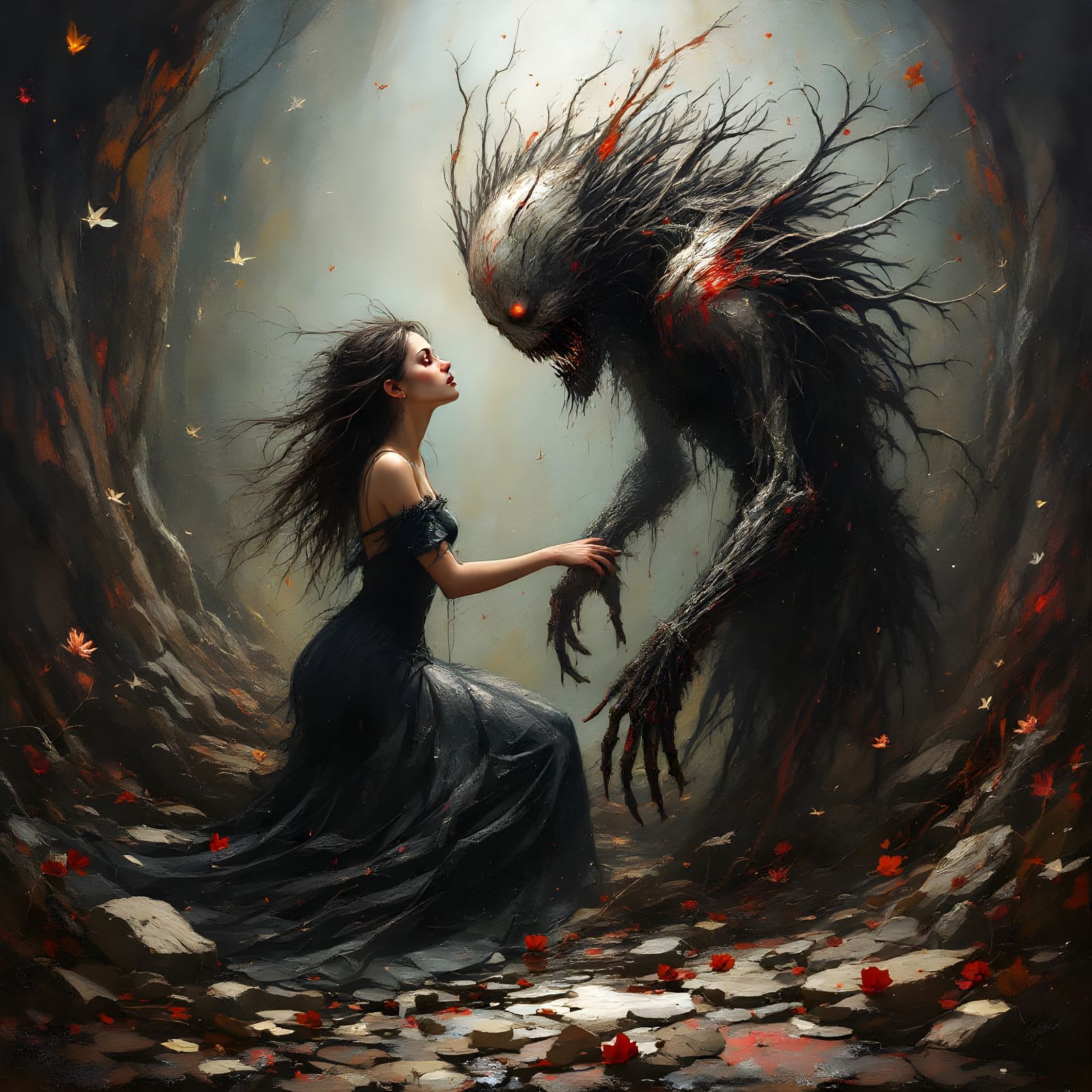 Whimsical Zombie Chaos in Dramatic Light