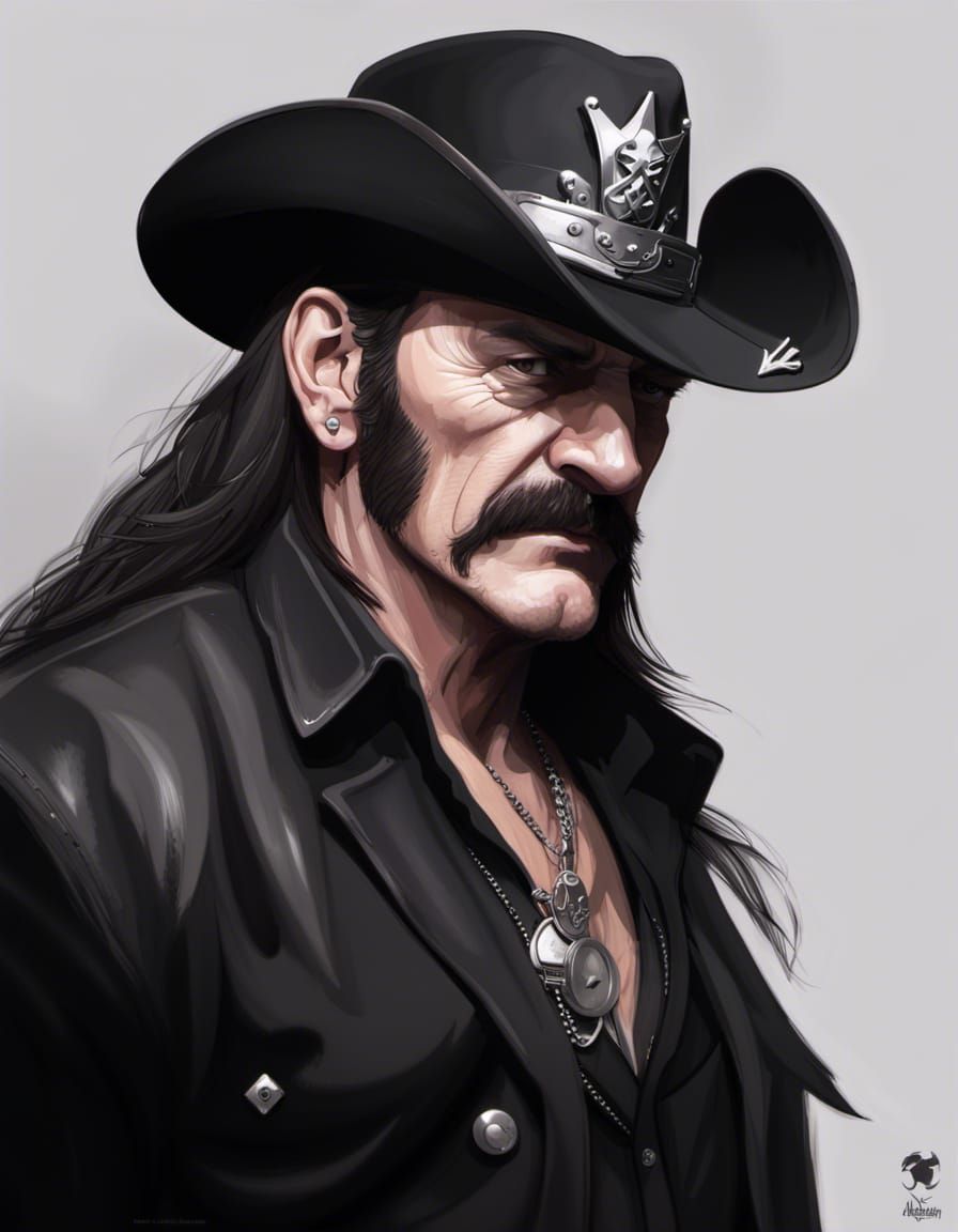Lemmy Portrait in Hyperdetailed Digital Art Style