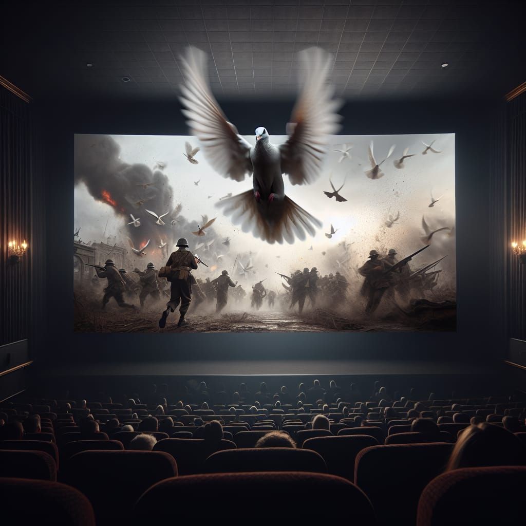 A Dove Takes Flight from the Cinema Screen