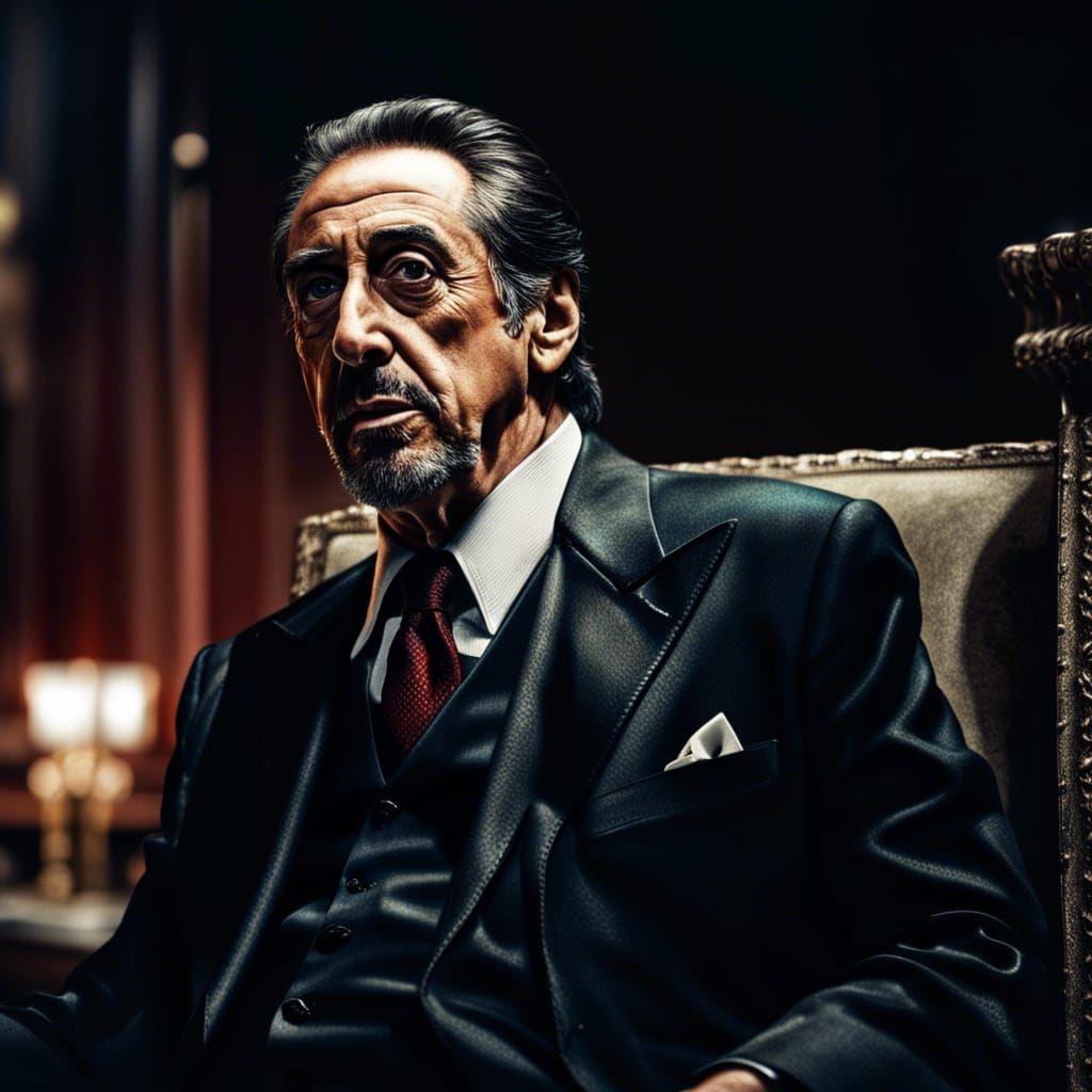 Excited Al Pacino: Hyperrealistic Cinematic Portrait
