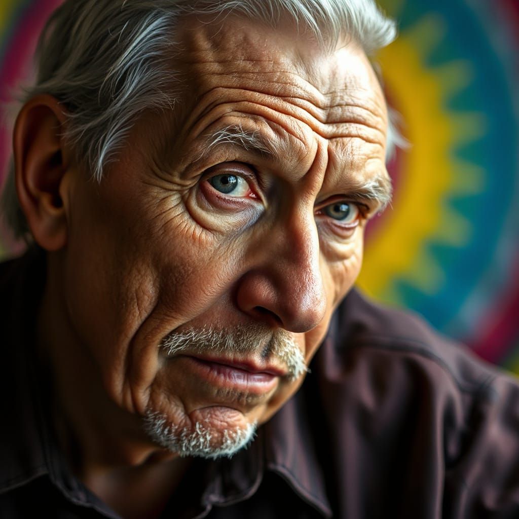 Detailed Portrait of an Elderly Man in Hyperrealism