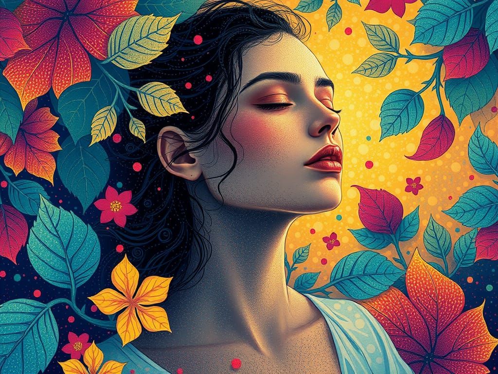 "An Imaginary mind consumed with nature" pointillism art. no...