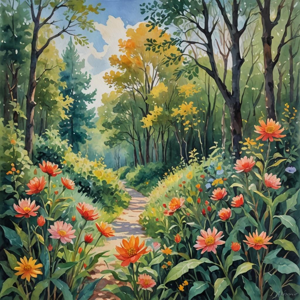 Impressionist Gouache Painting: End of Summer