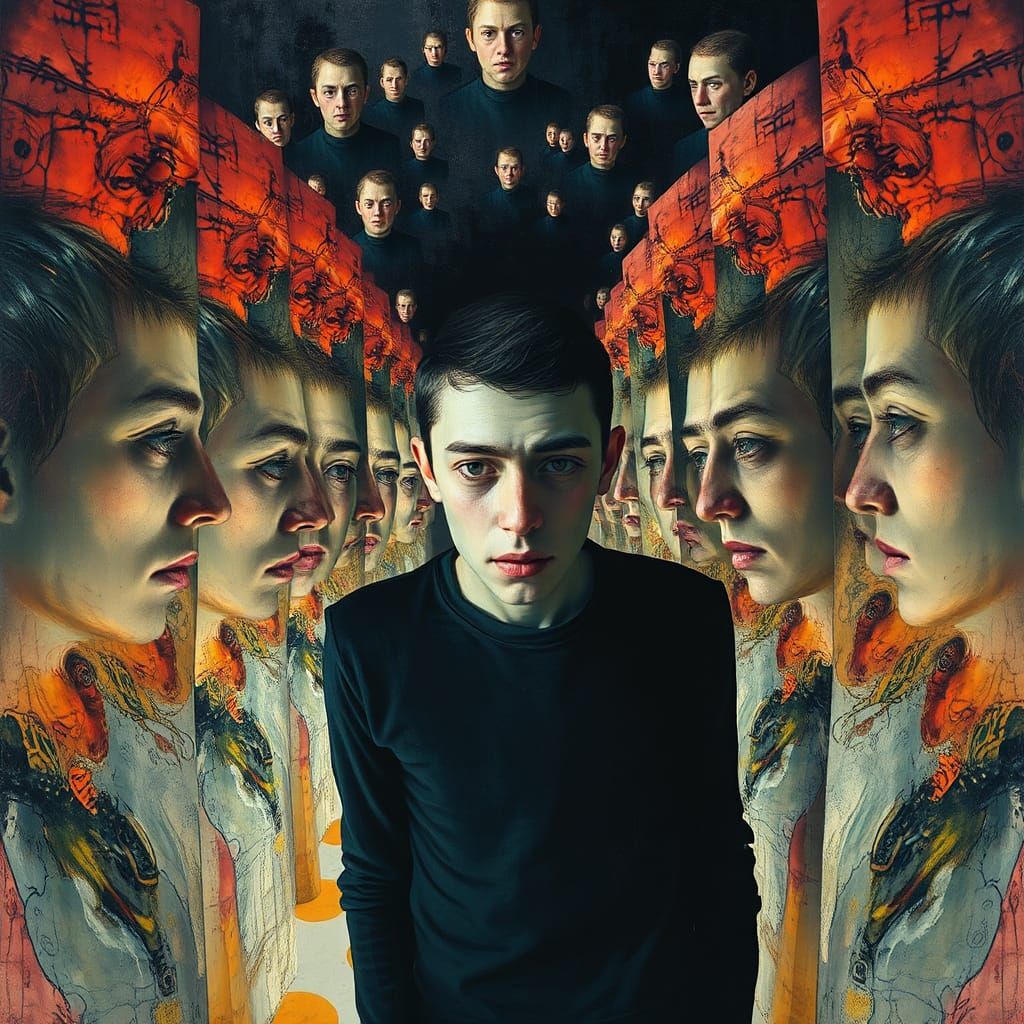 Surreal Dreamscape of Fragmented Reflections in Geometric St...