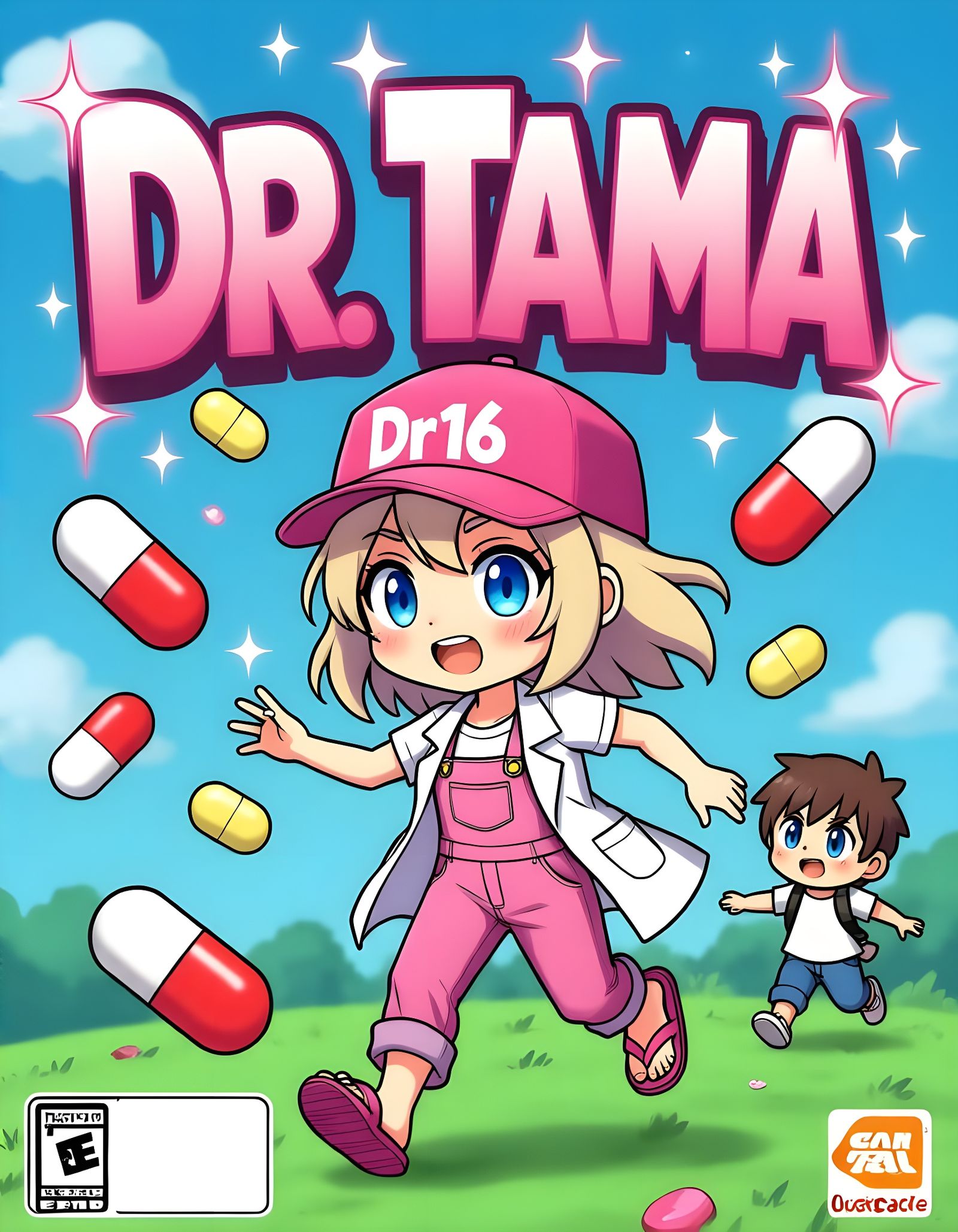 Chibi Doctor Game Cover with Pills in Anime Style
