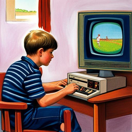 Boy Playing Sinclair Spectrum in 1980s Living Room