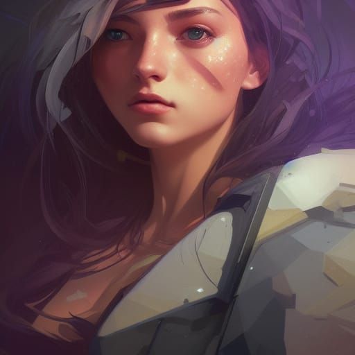 Detailed Portrait with Dynamic Lighting and Triadic Colors