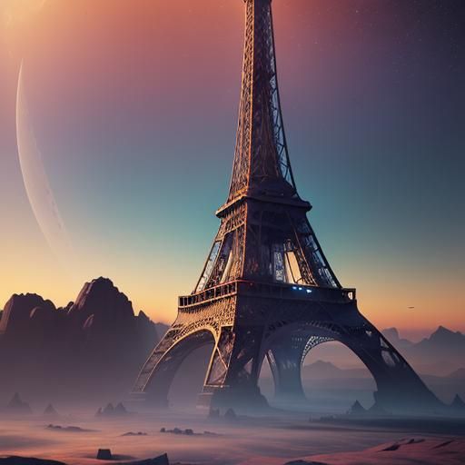 Eiffel Tower on the Moon: Digital Matte Painting