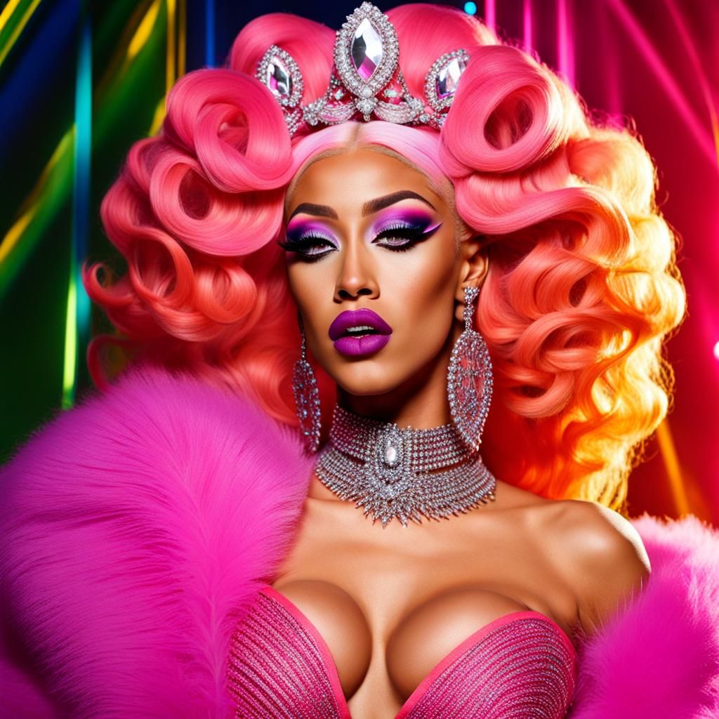 Doja Cat as a Vibrant Drag Queen