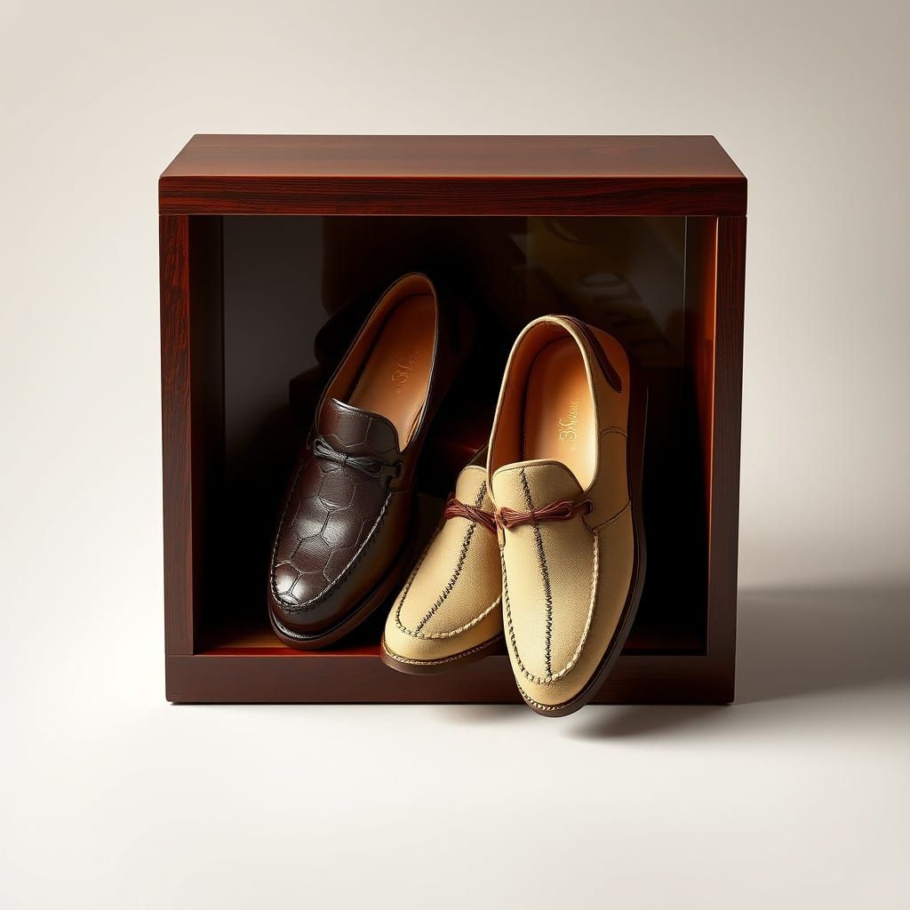 Surrealistic Luxury Slipper Collection in Polished Wooden Bo...