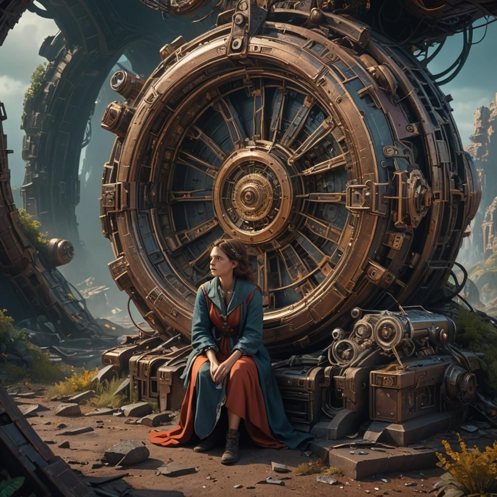 Time Traveler Contemplates Crashed Time Machine in Detailed ...