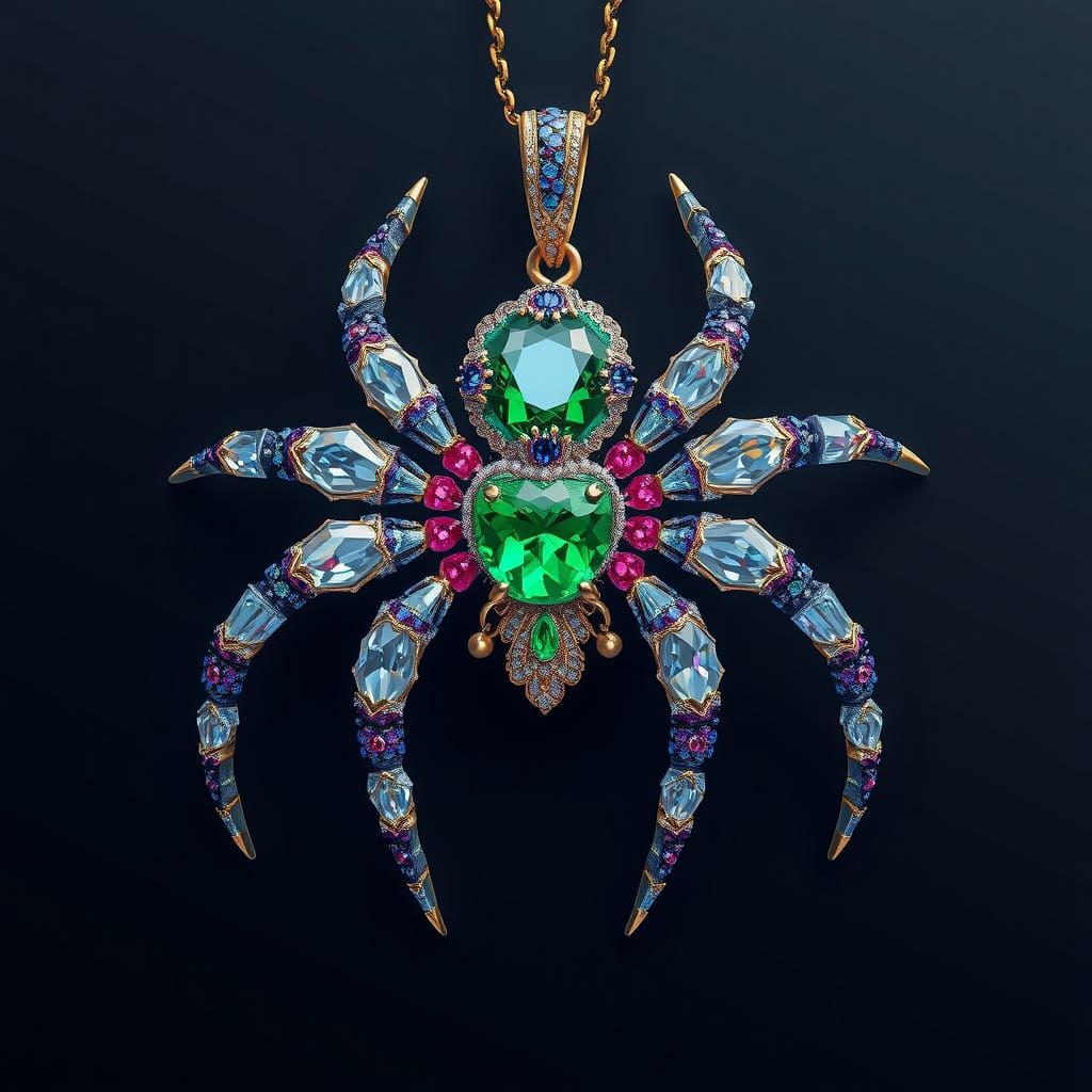 Majestic Crystal Spider Pendant in Opulent Style
