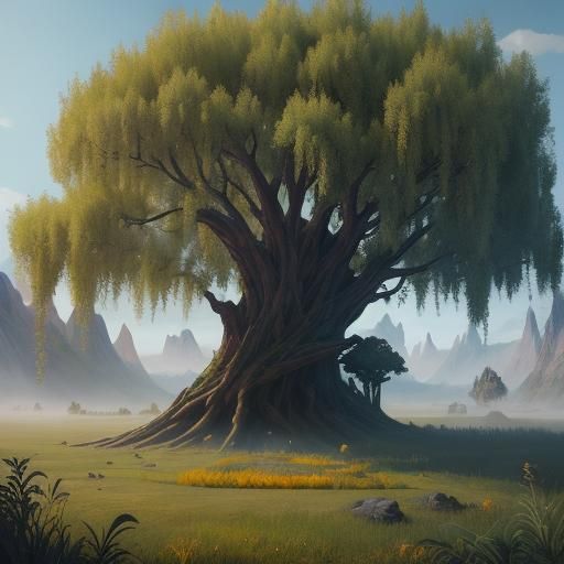 Detailed Willow Tree Fantasy Concept Art