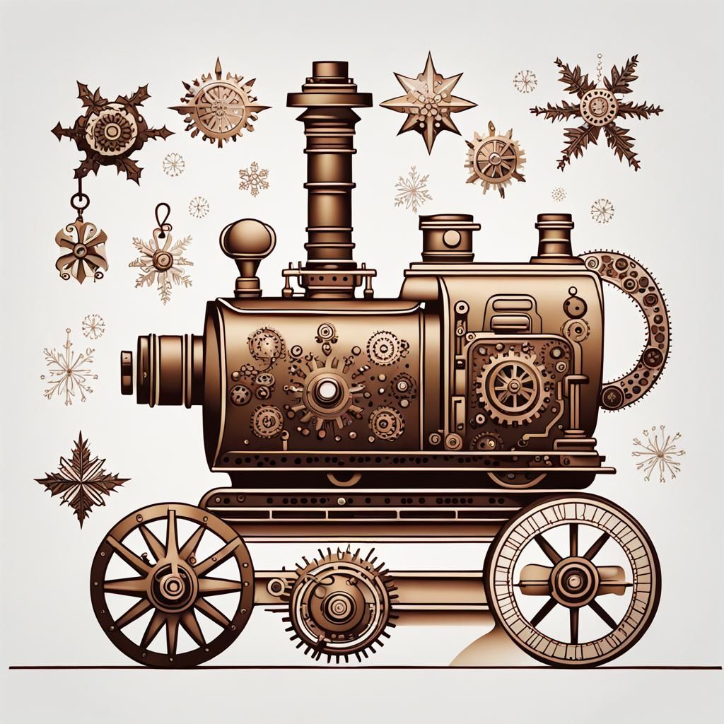 Folk Art Christmas Elements on White