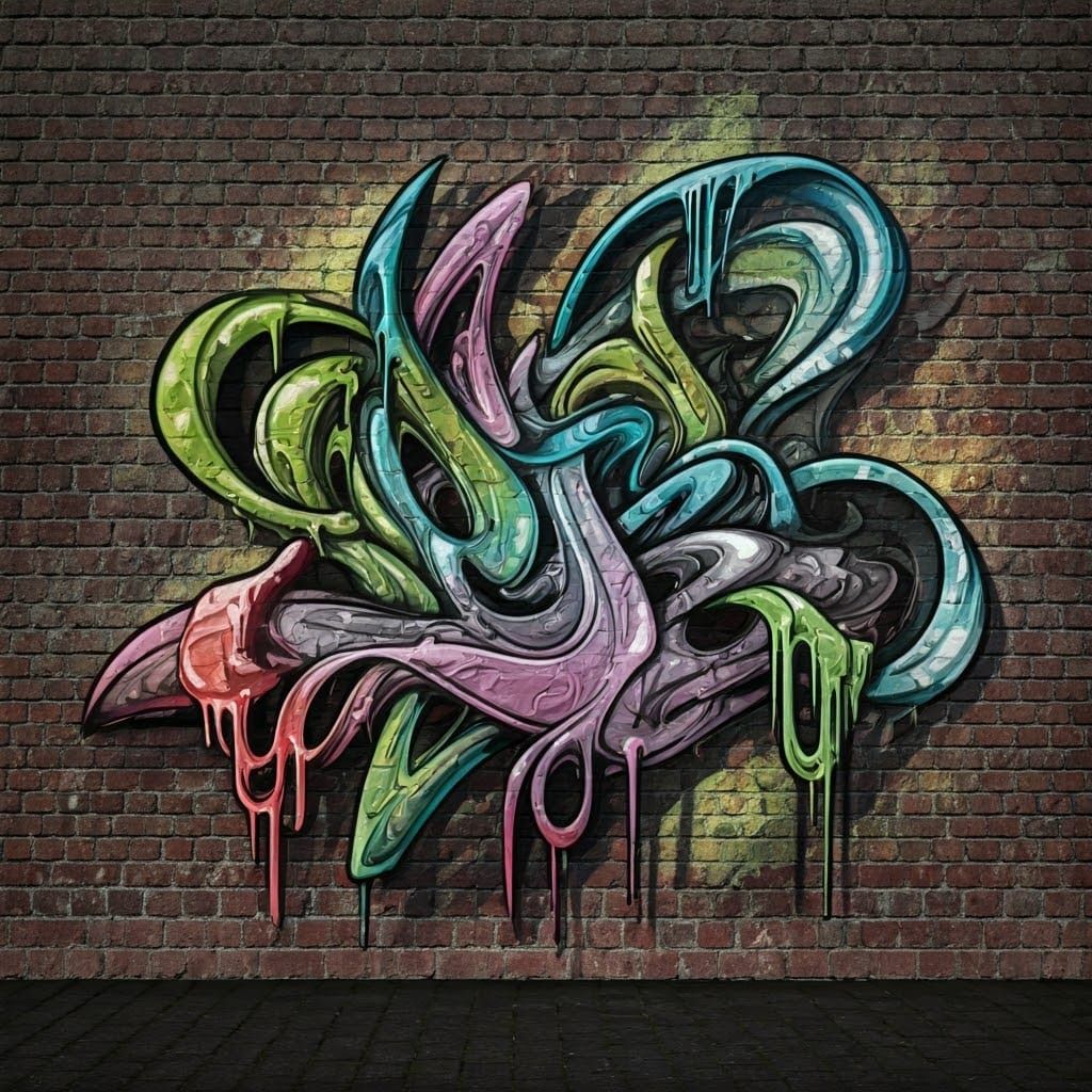 Vibrant Graffiti Mural in Avant-Garde Style